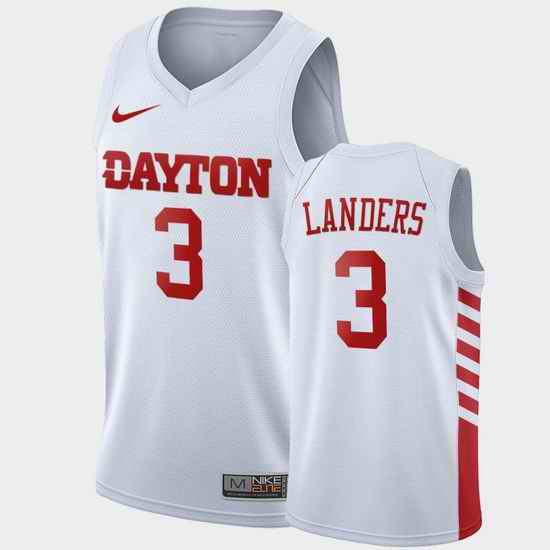 Men Dayton Flyers Trey Landers College Basketball White Jersey